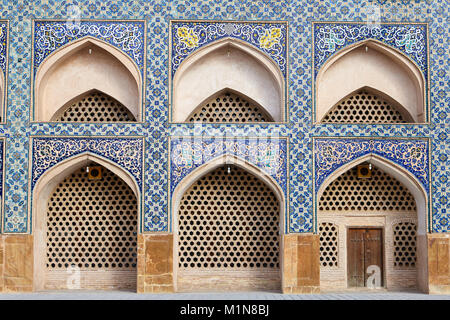 Isfahan, Iran - April 24, 2017: Arches in the mosaic wall in the Iranian Jame Mosque. Stock Photo