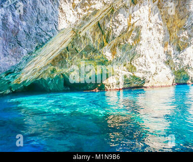 The Grotta Verde (Green Grotto) on the coast on Capri Italy