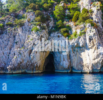 The Entrance to the Coral Grotto on the island of Capri, Italy Stock Photo