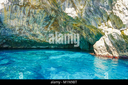 The Grotta Verde (Green Grotto) on the coast on Capri Italy