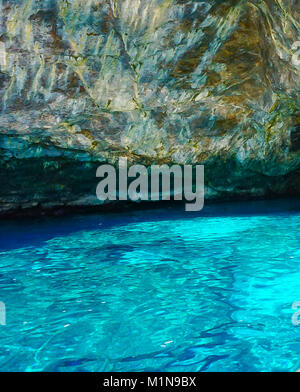 The Grotta Verde (Green Grotto) on the coast on Capri Italy