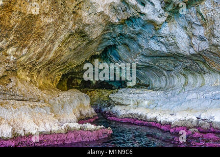 In the cave of the White Grotto on the island of Capri, Italy