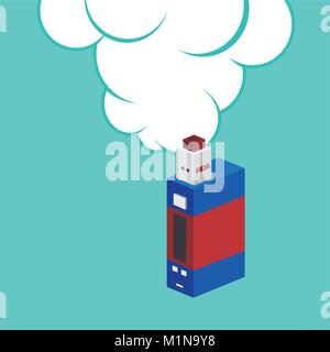 isometric block electric cigarette personal vaporizer vector art Stock Vector