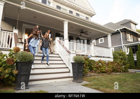 Four Teen Girls Leaving House With School Bags Stock Photo Alamy four-teen-girls-leaving-house-with-school-bags-stock-photo-alamy