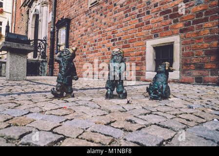 Disabled Dwarfs Statues in Wroclaw Stock Photo