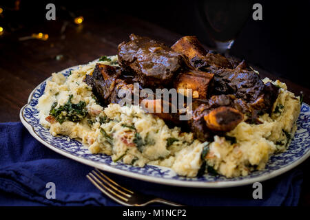Beef Short Ribs on a bed of Colcannon Stock Photo