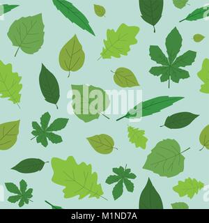 A vector illustration of Different Leaves Wallpaper Seamless Pattern Background Stock Vector