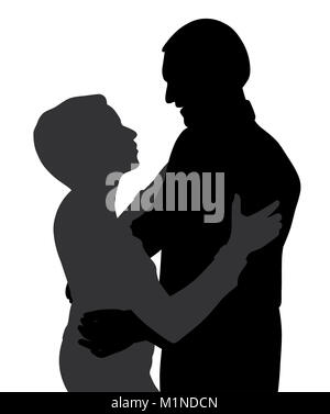 Couple hugging dancing and talking Stock Photo