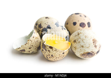 Fresh guail eggs isolated on white background. Stock Photo