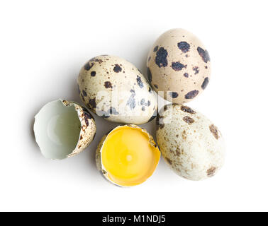 Fresh guail eggs isolated on white background. Stock Photo