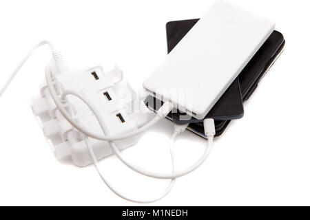 charging mobile phones Stock Photo
