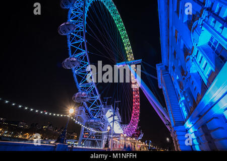 London Eye at night Stock Photo