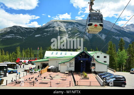 Main street Banff heading toward Mount Norquay, come to Banff and have a blast. Stock Photo