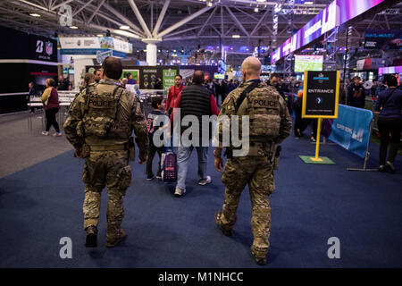 SRT members are working to provide safety and security to fans enjoying the Super Bowl festivities. Stock Photo