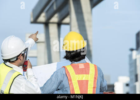 Business engineer at construction site background Stock Photo