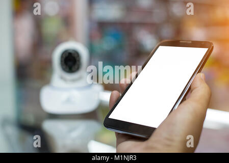 Professional cctv technician working. Stock Photo