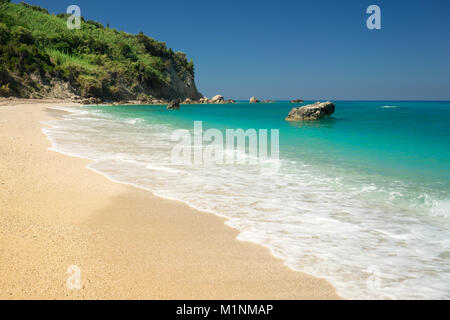 Avali beach, Lefkada island, Greece. Beautiful turquoise sea on the island of Lefkada in Greece Stock Photo