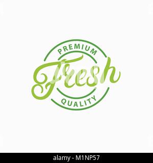 Fresh hand lettering logo, label, badge, emblem. Stock Vector