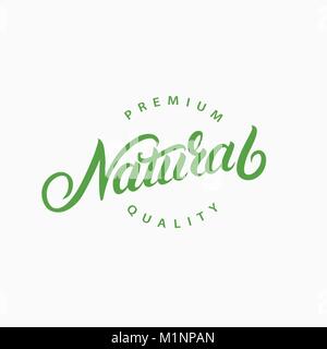 Natural hand written lettering logo, emblem, sign, label Stock Vector