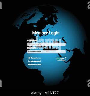 Login interface in a colorful sphere Stock Vector