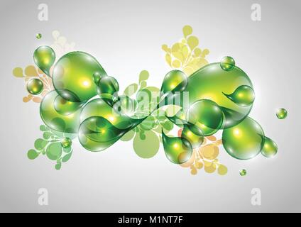 Colorful abstract drops in green, vector Stock Vector