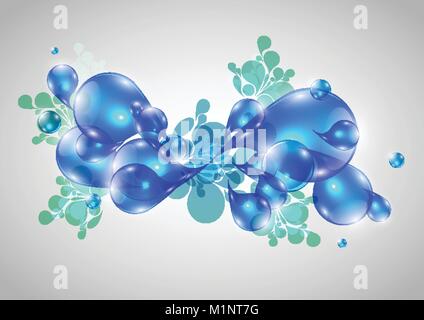 Colorful abstract drops in blue, vector Stock Vector
