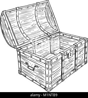 empty treasure chest black and white