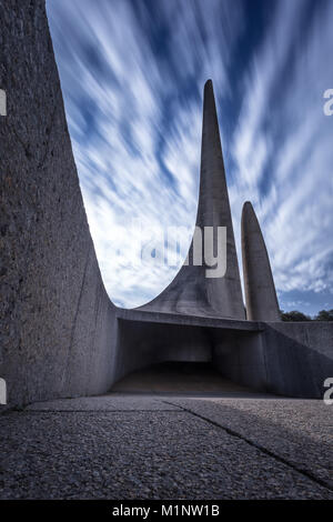 Long exposure photography at the Afrikaanse Taal monument in the town of Paarl in the Western Cape of south africa Stock Photo