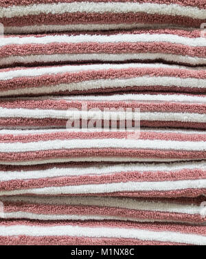 Cotton towels display in department store. Stock Photo