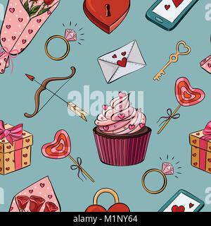 Vector illustration of a seamless pattern of sticker elements fo Stock Vector