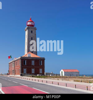 Farol Penedo da Saudade lighthouse, Sao Pedro de Moel, Atlantic Ocean, Portugal, Europe Stock Photo