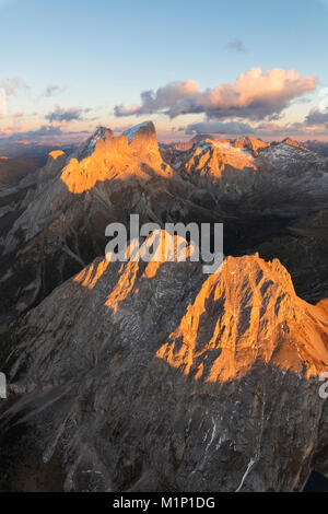 Aerial view of Colac, Gran Vernel and Marmolada, Dolomites, Trentino-Alto Adige, Italy, Europe Stock Photo