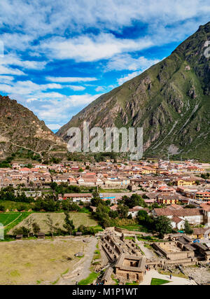 Ollantaytambo, elevated view, Sacred Valley, Cusco Region, Peru, South America Stock Photo