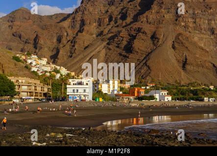 View of La Calera and beach in La Playa,Valle Gran Rey,La Gomera,Canary Islands,Spain Stock Photo