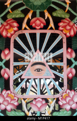 The Divine Eye, sacred symbol of Caodaism, Cao Dai Holy See Temple, Tay Ninh, Vietnam, Indochina, Southeast Asia, Asia Stock Photo