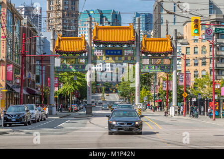 Colourful entrance to Chinatown, Vancouver, British Columbia, Canada, North America Stock Photo