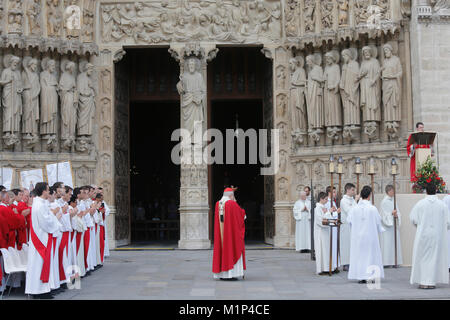 Priest Ordinations at Notre-Dame de Paris Cathedral, Paris, France, Europe Stock Photo