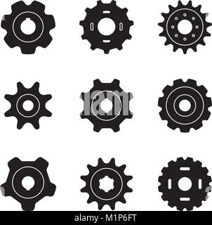 Set of various forms of sprocket wheel icon Stock Vector