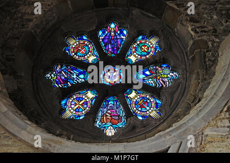 Rose window in St David's cathedral, Pembrokeshire.