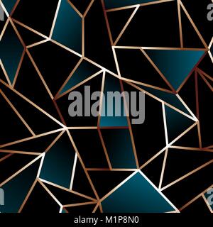 Abstract seamless pattern with golden wire polygons Stock Vector