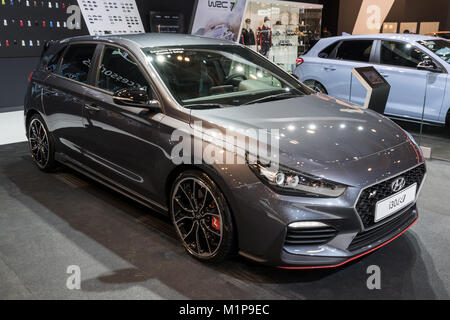 BRUSSELS - JAN 10, 2018: Hyundai i30 N car shown at the Brussels Motor Show. Stock Photo