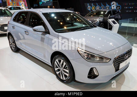 BRUSSELS - JAN 10, 2018: Hyundai i30 car shown at the Brussels Motor Show. Stock Photo