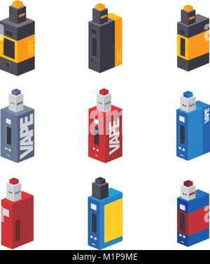 isometric electric cigarette personal vaporizer vector art Stock Vector