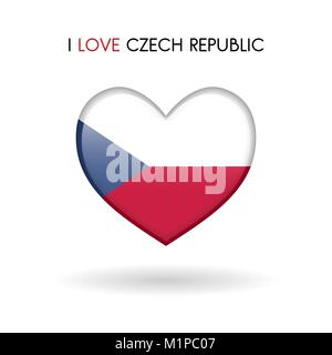 Love Czech Republic symbol. Flag Heart Glossy icon on a white background isolated vector illustration eps10 Stock Vector
