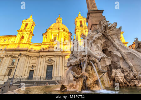 Rome Piazza Navona and Fountain of Neptune, Rome, Italy Stock Photo