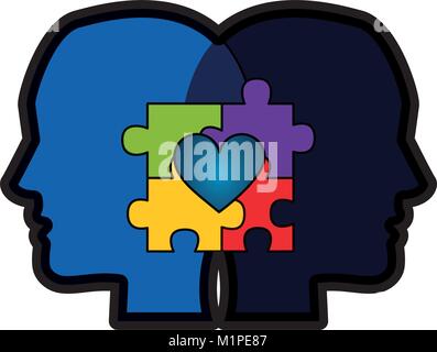puzzle pieces heart people in love icon image  Stock Vector