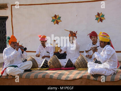 Rajasthani Folk Musicians Playing Musical Instrument Harmonium Violin ...