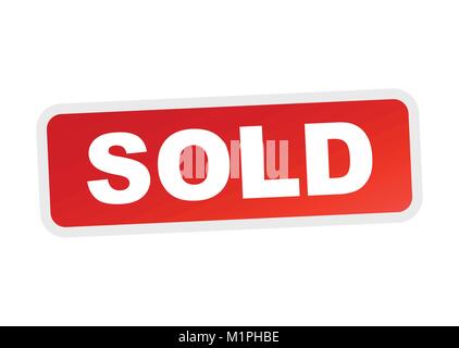 SOLD red stamp. Flat vector icon Stock Vector