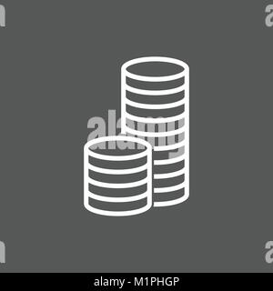 Stack coins icon. Money flat vector illustration on grey background Stock Vector