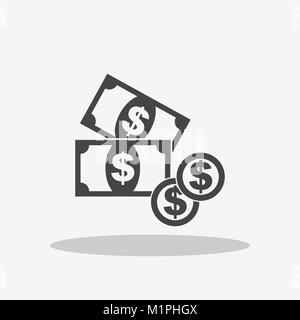 Money icon. Black coins flat vector illustration Stock Vector